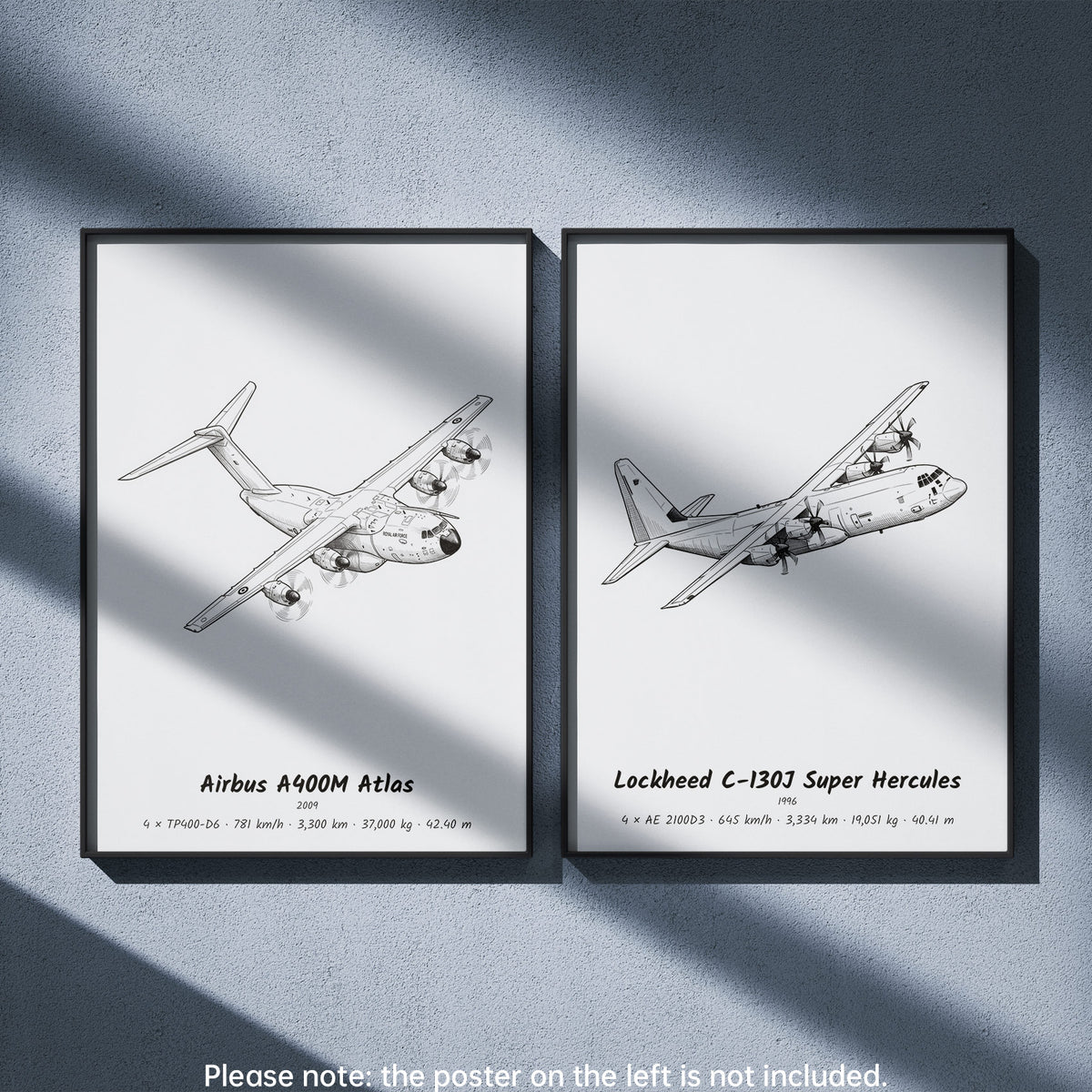 Lockheed C-130J Super Hercules Wall Art Paired with Airbus A400M Atlas