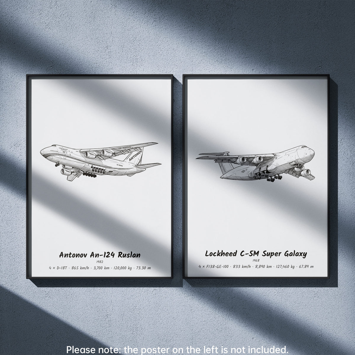 Lockheed C-5M Super Galaxy Wall Art Paired with Antonov An-124 Ruslan