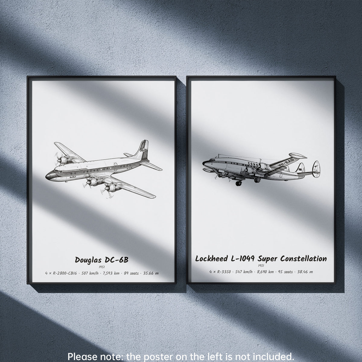 L-1049 Super Constellation Wall Art Paired with Douglas DC-6B