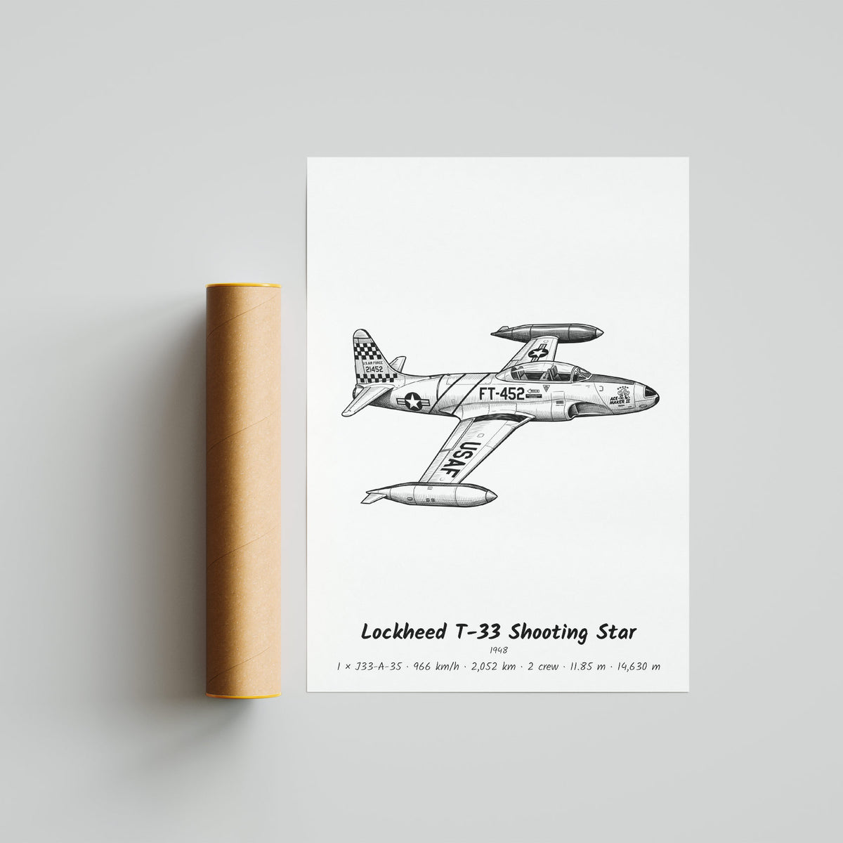 Lockheed T-33 Shooting Star Poster Print