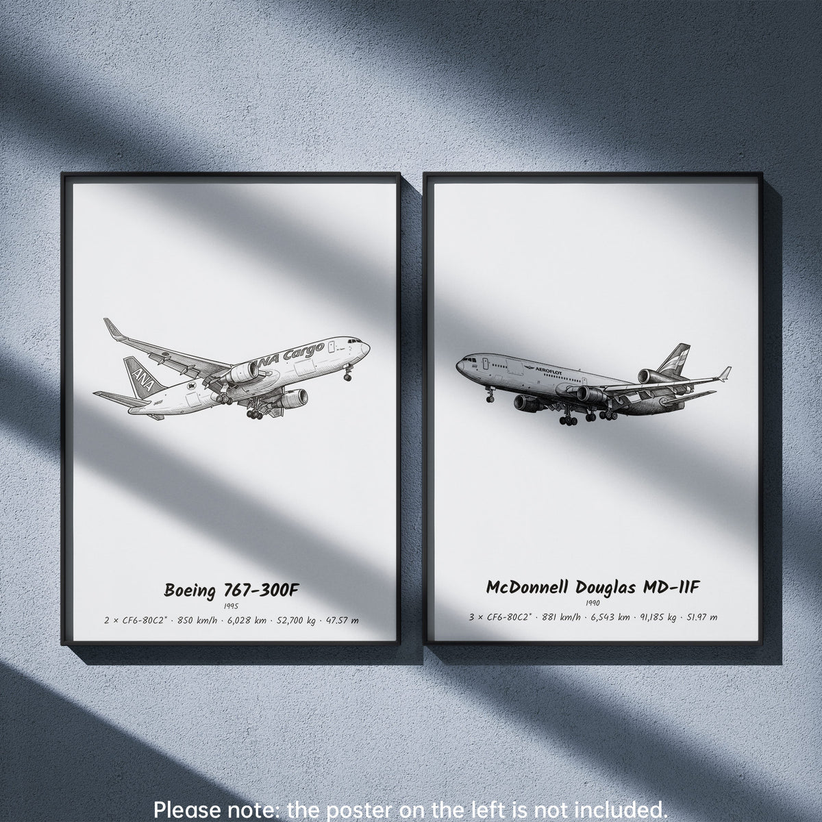 McDonnell Douglas MD-11F Wall Art Paired with Boeing 767-300F