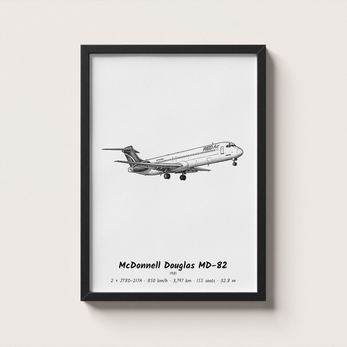 McDonnell Douglas MD-82 Airliner Wall Art