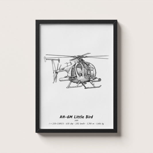 MD Helicopters AH-6M Little Bird Helicopter Wall Art