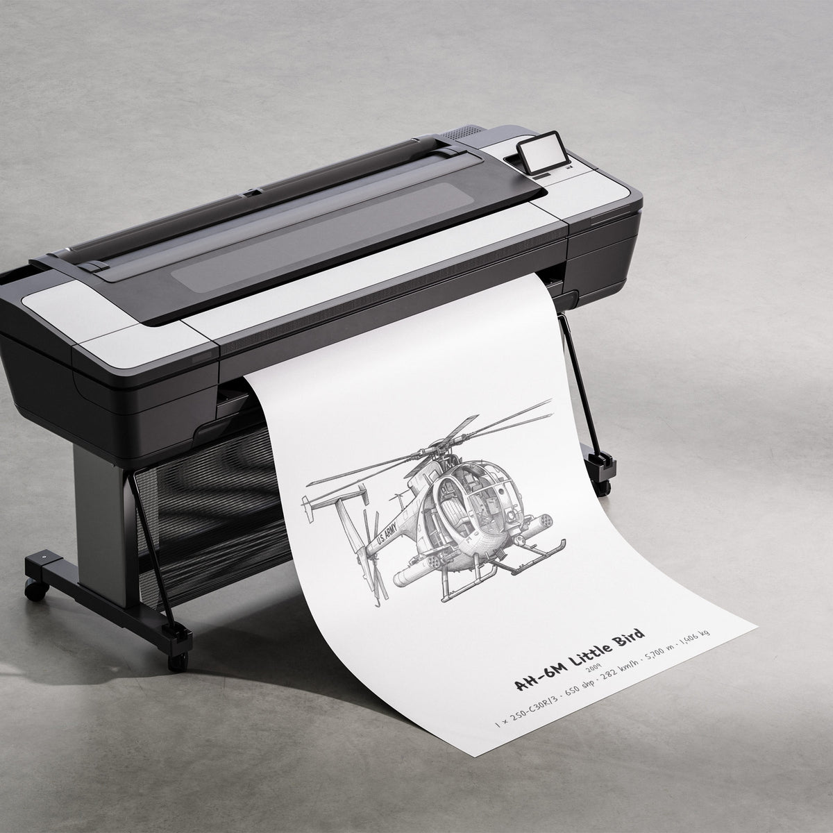 MD Helicopters AH-6M Little Bird Hand Drawn Print