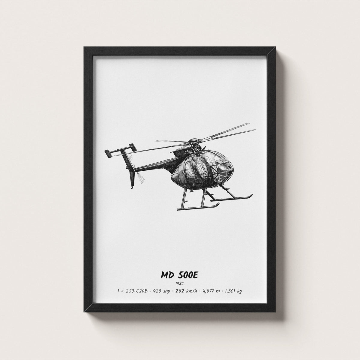 MD Helicopters MD 500E Helicopter Wall Art