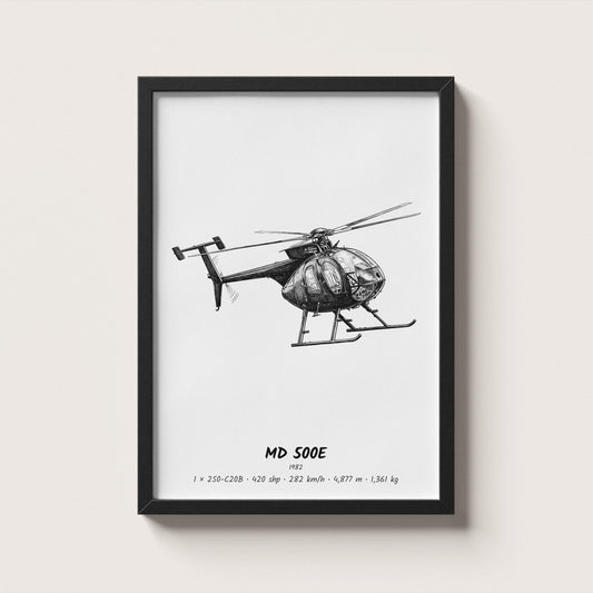 MD Helicopters MD 500E Helicopter Wall Art