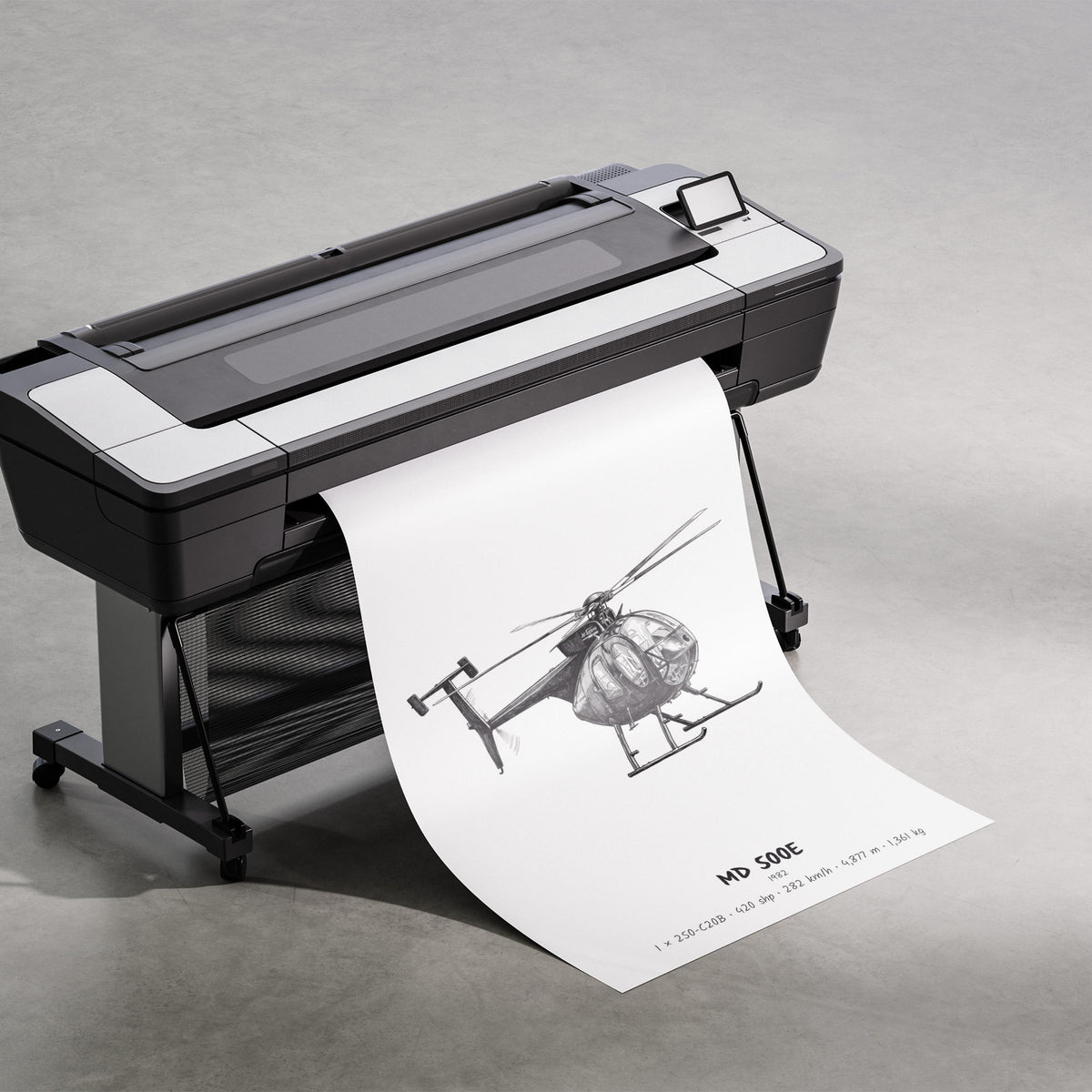 MD Helicopters MD 500E Hand Drawn Print