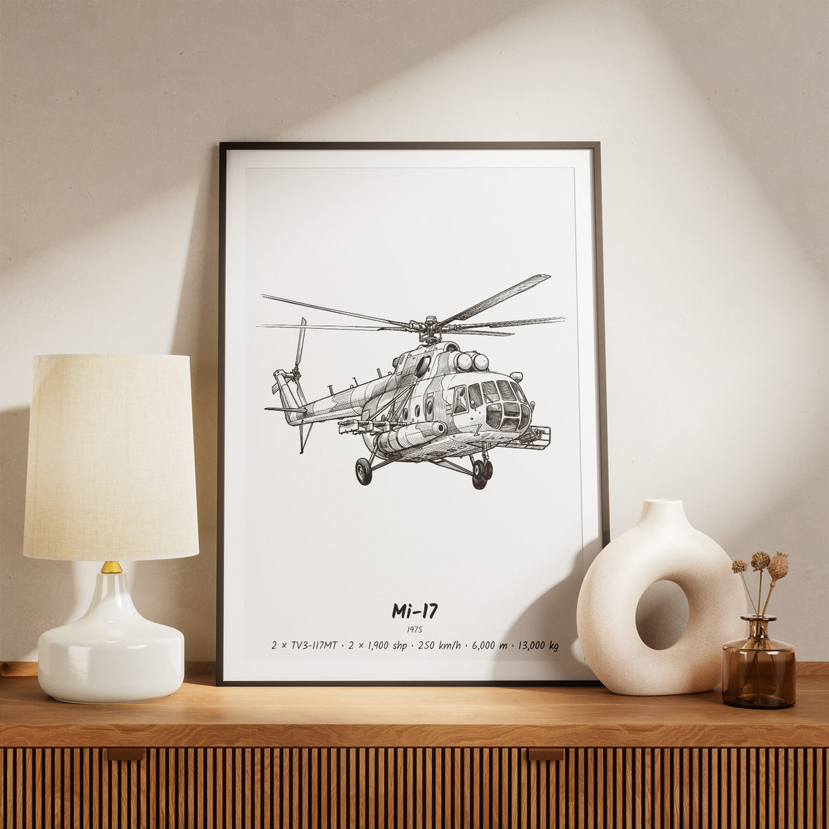 Framed Mi-17 Print on a Shelf