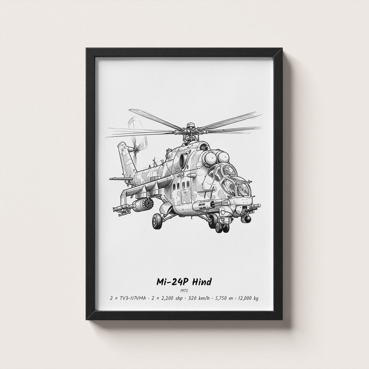 Mil Mi-24P Hind Helicopter Wall Art