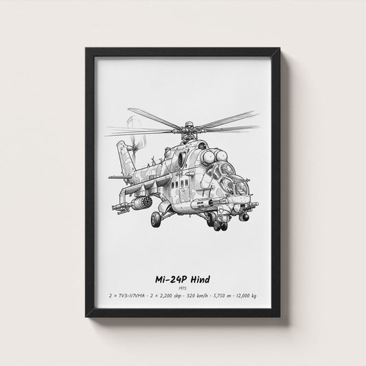 Mil Mi-24P Hind Helicopter Wall Art