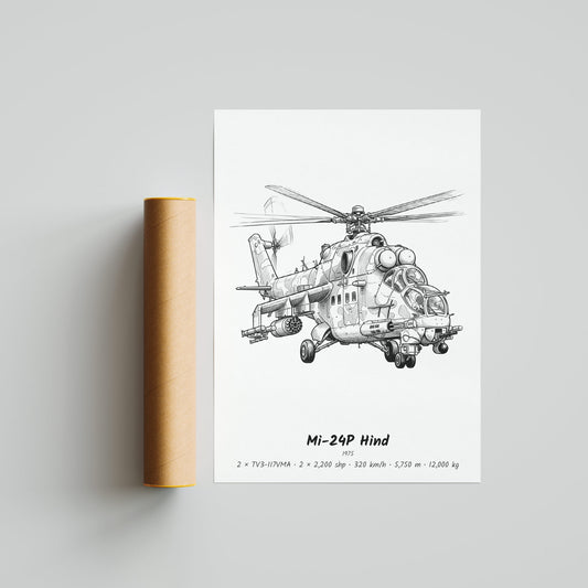 Mil Mi-24P Hind Helicopter Poster