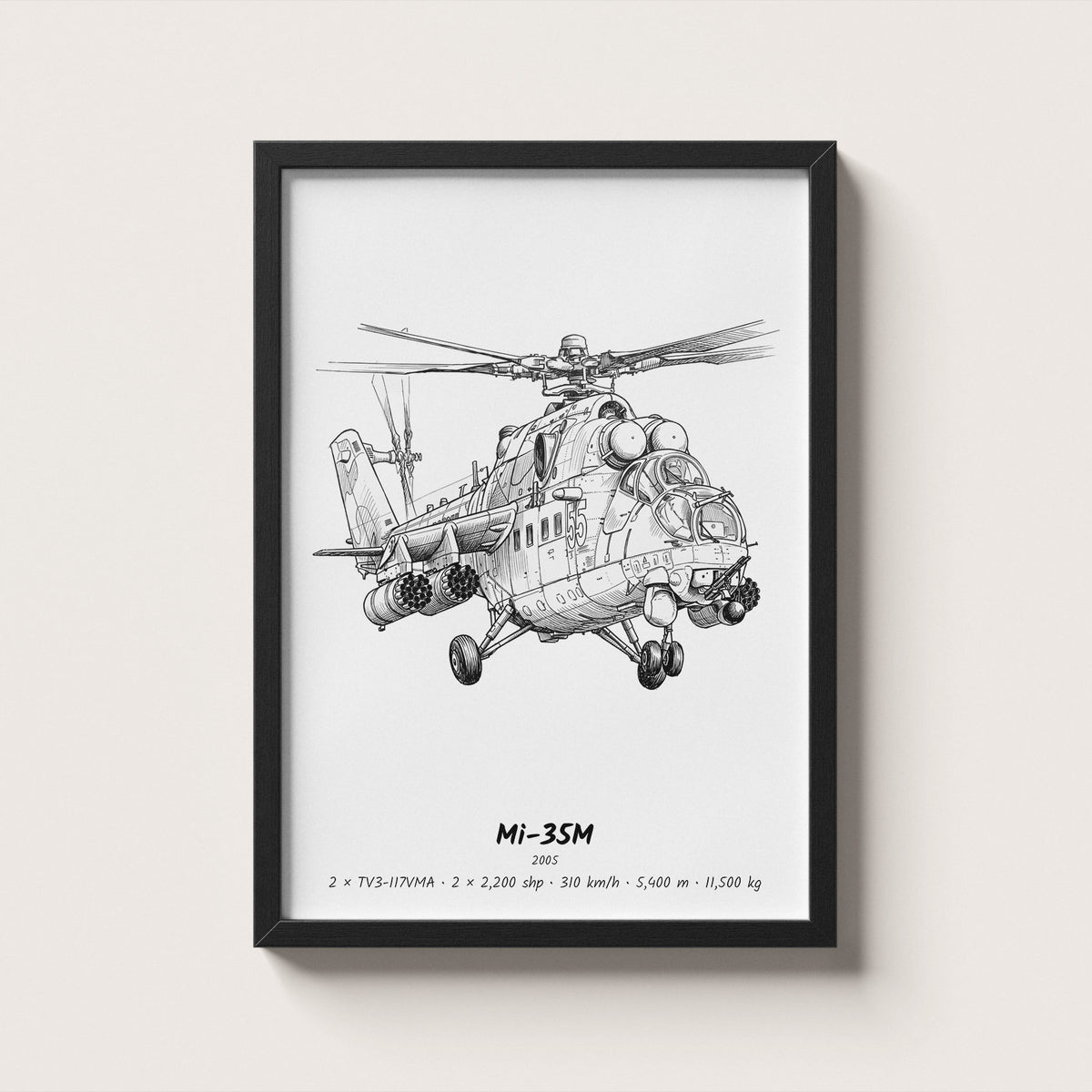 Mil Mi-35M Helicopter Wall Art