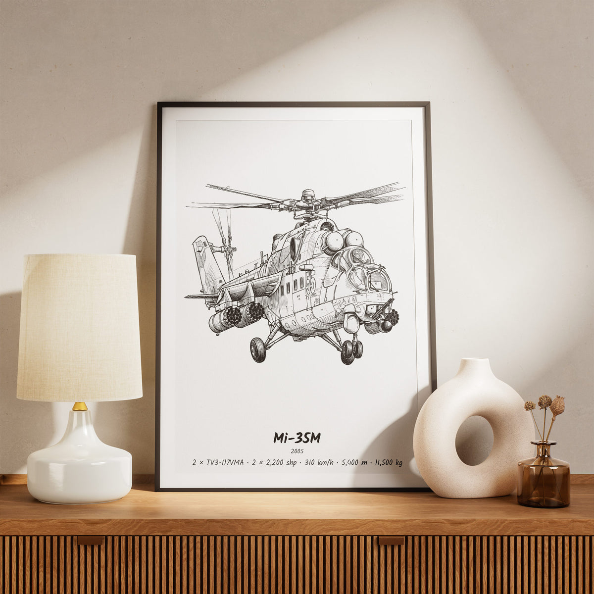 Framed Mi-35M Print on a Shelf