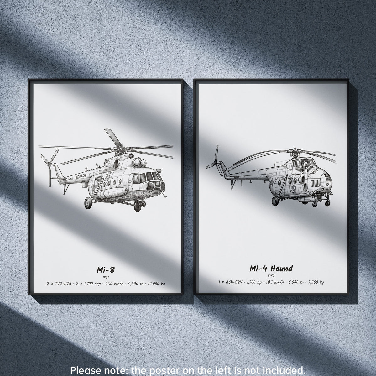 Mil Mi-4 Hound Wall Art Paired with Mil Mi-8
