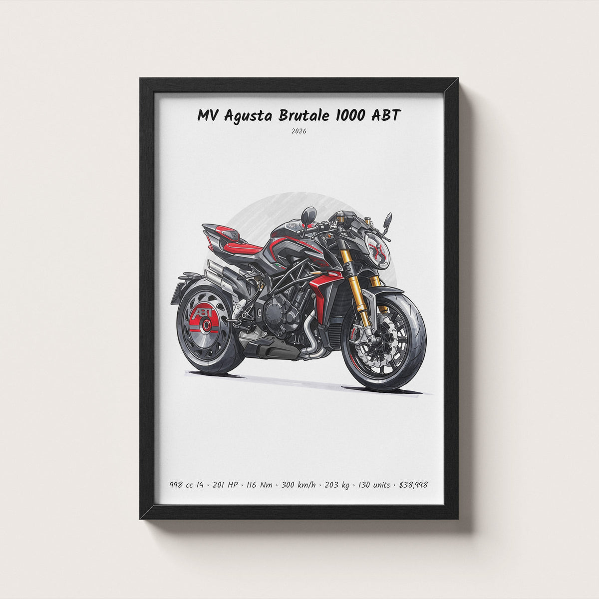 MV Agusta Brutale 1000 ABT 2026 Wall Art