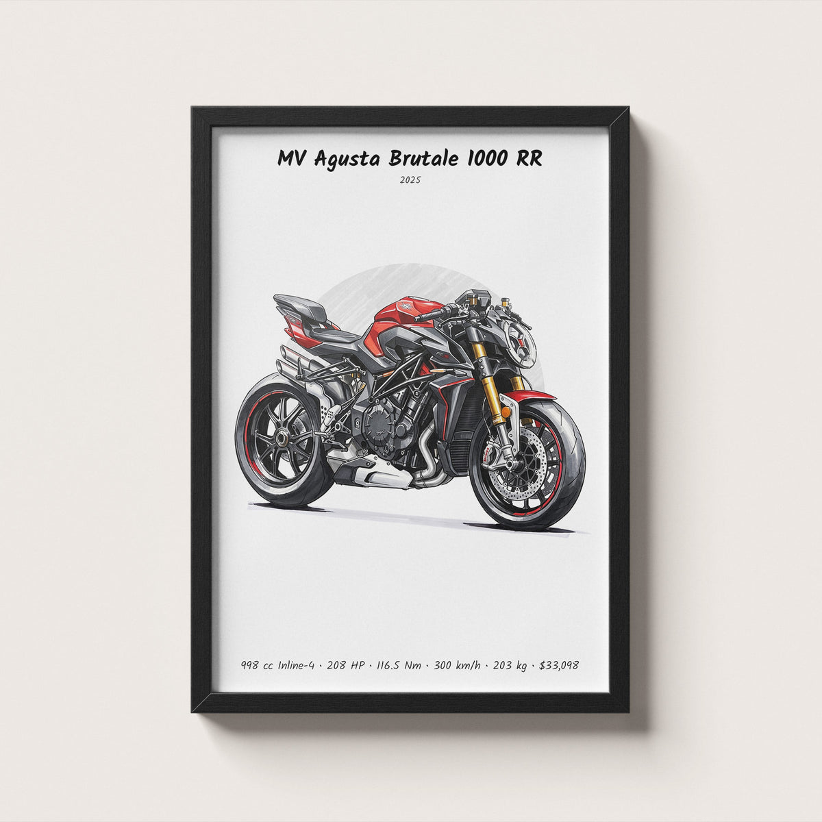 MV Agusta Brutale 1000 RR 2025 Wall Art