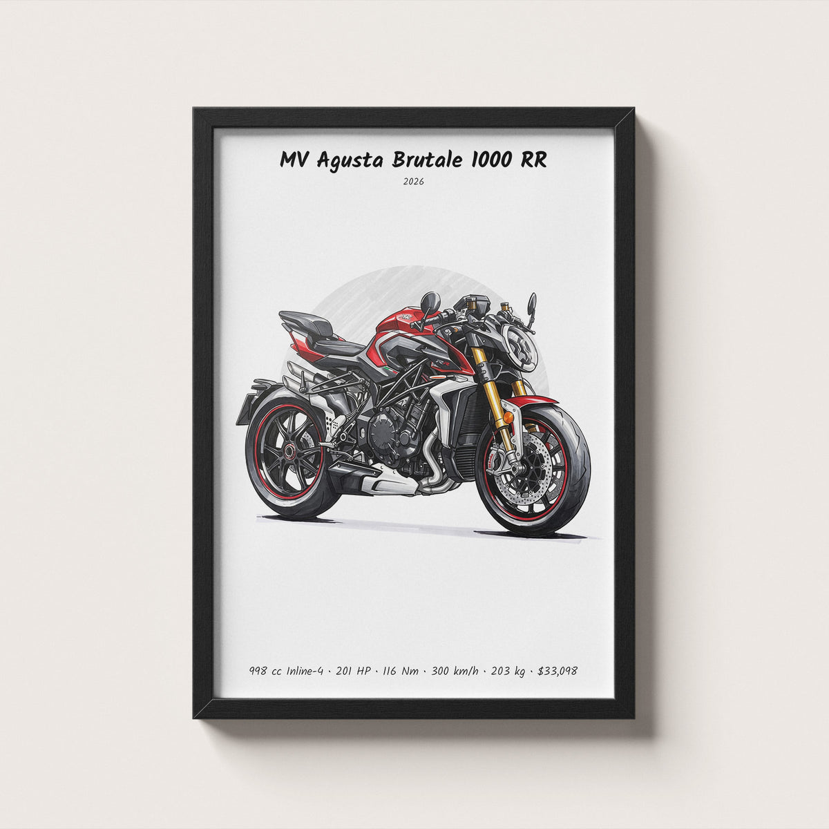 MV Agusta Brutale 1000 RR 2026 Wall Art