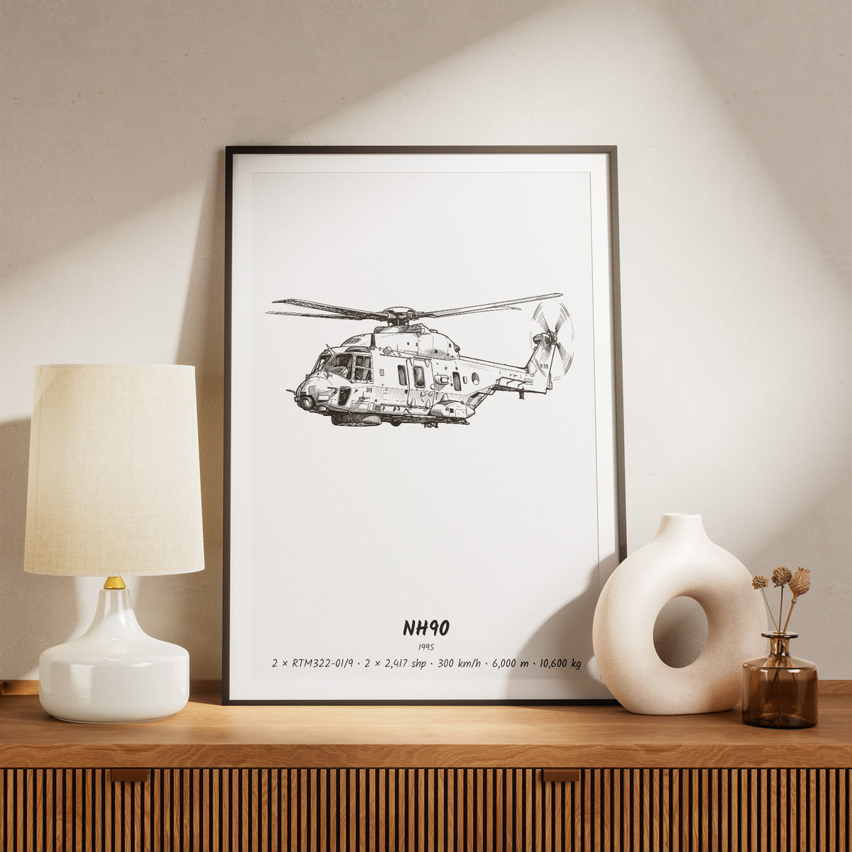 Framed NHIndustries NH90 Print on a Shelf