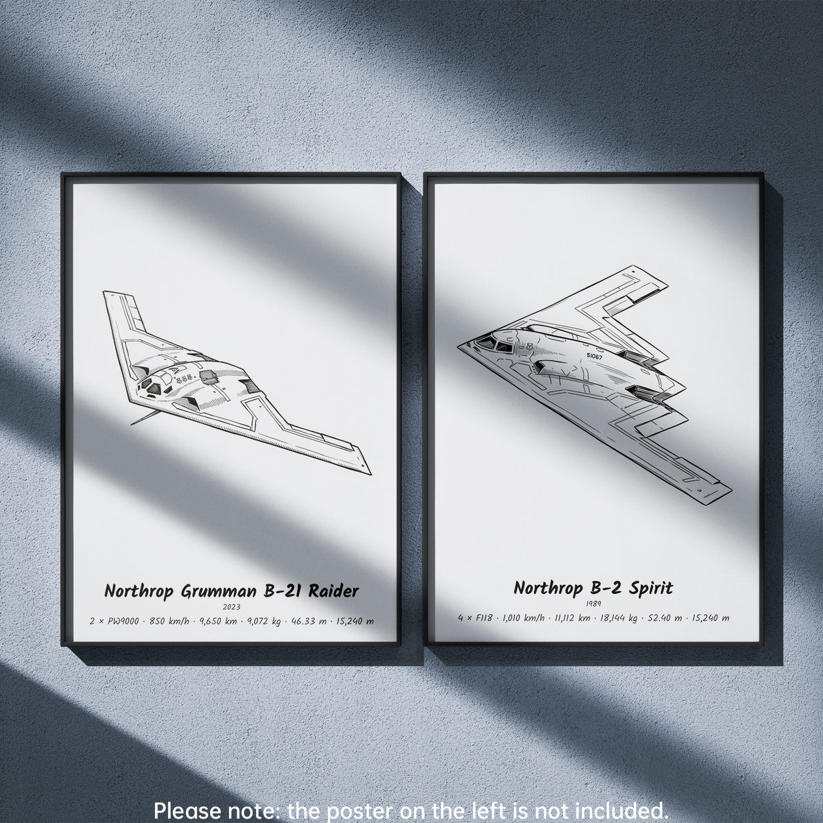 Northrop B-2 Spirit Wall Art Paired with Northrop Grumman B-21 Raider