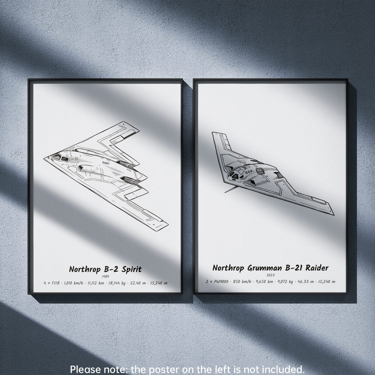 Northrop Grumman B-21 Raider Wall Art Paired with Northrop B-2 Spirit