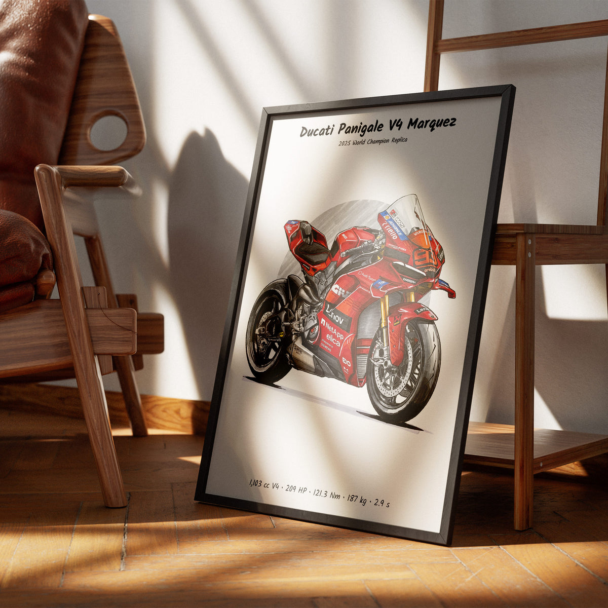 Panigale V4 Marquez 2025 World Champion Replica Wall Art