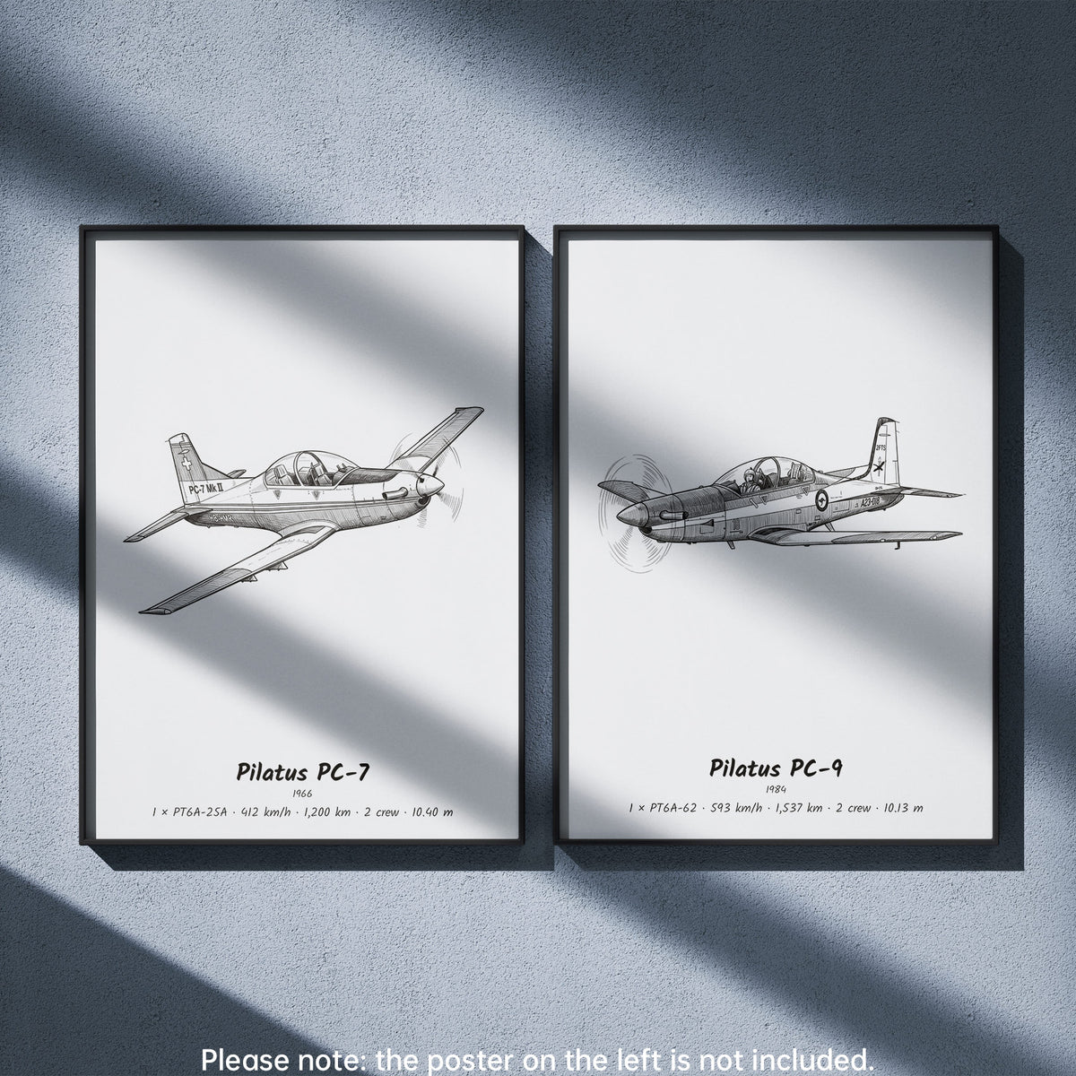 Pilatus PC-9 Wall Art Paired with Pilatus PC-7