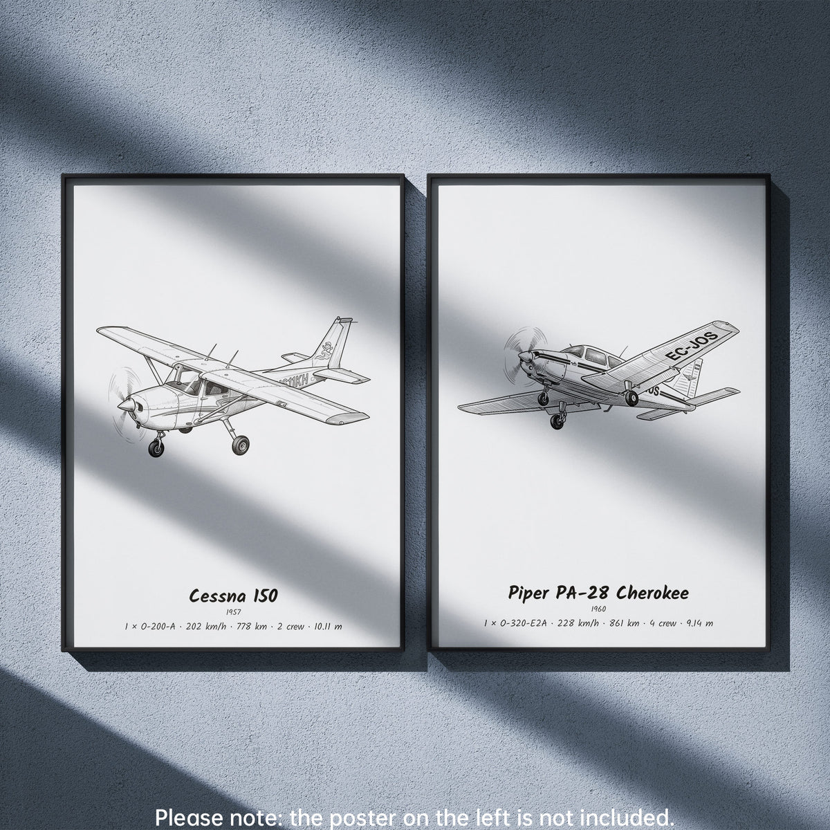 Piper PA-28 Wall Art Paired with Cessna 150