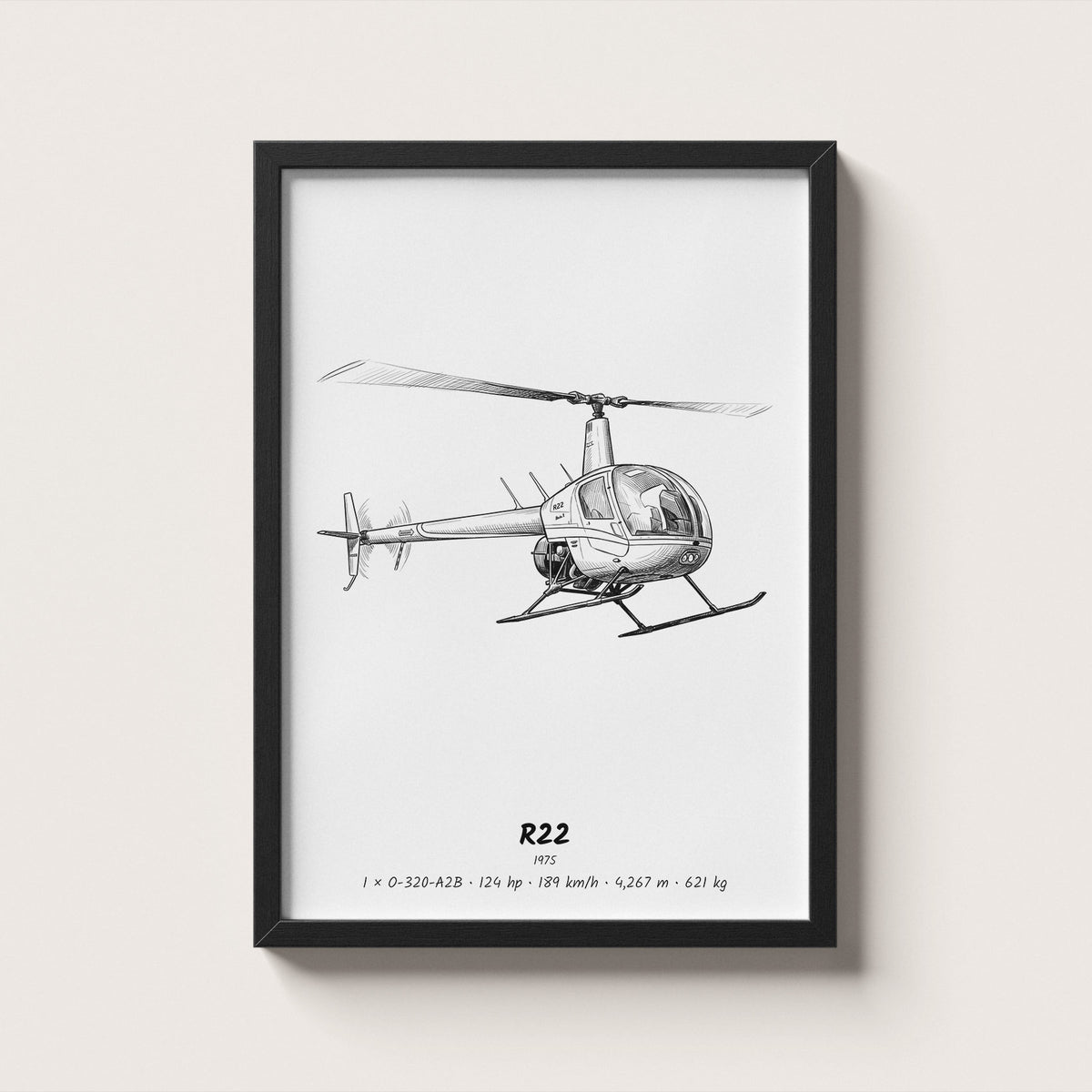 Robinson R22 Helicopter Wall Art