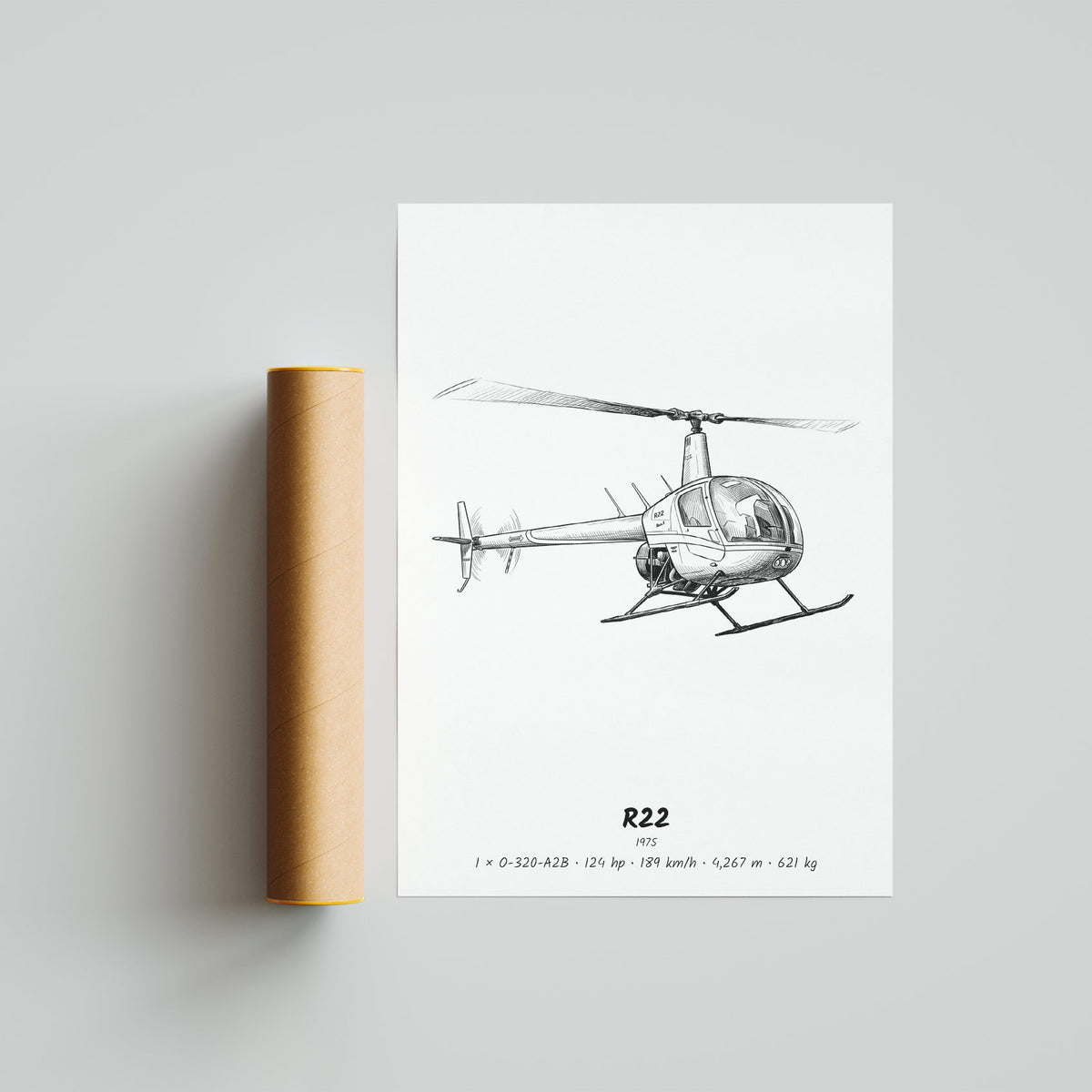 Robinson R22 Helicopter Poster