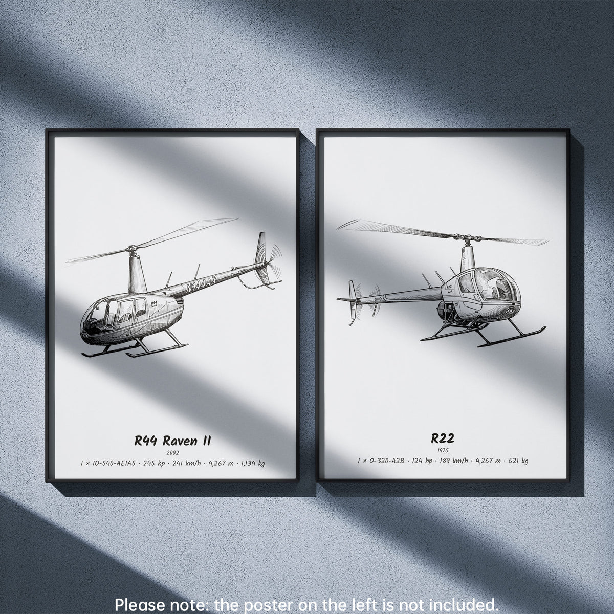 Robinson R22 Wall Art Paired with Robinson R44 Raven II