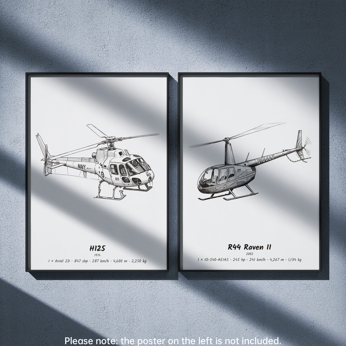 Robinson R44 Raven II Wall Art Paired with Airbus H125