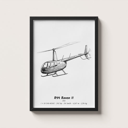 Robinson R44 Raven II Helicopter Wall Art
