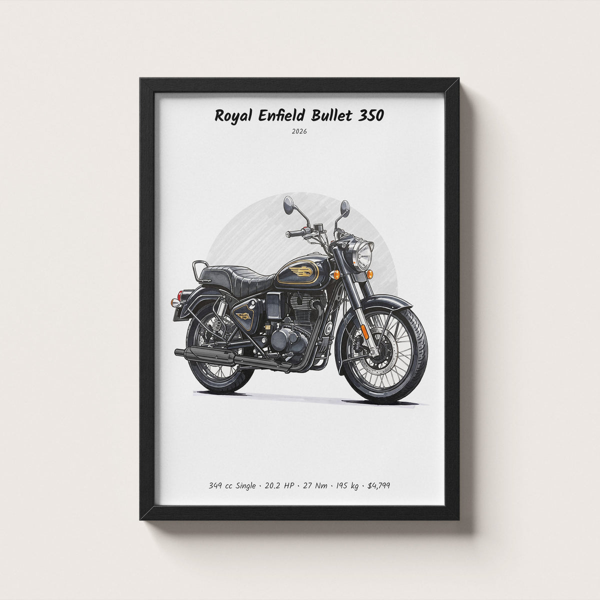Royal Enfield Bullet 350 2026 Wall Art
