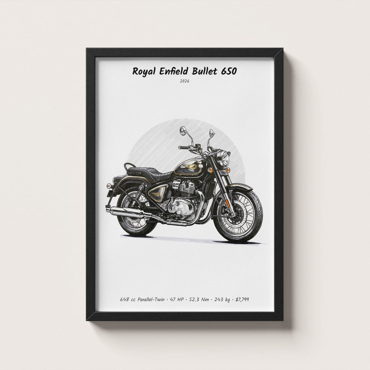 Royal Enfield Bullet 650 2026 Wall Art
