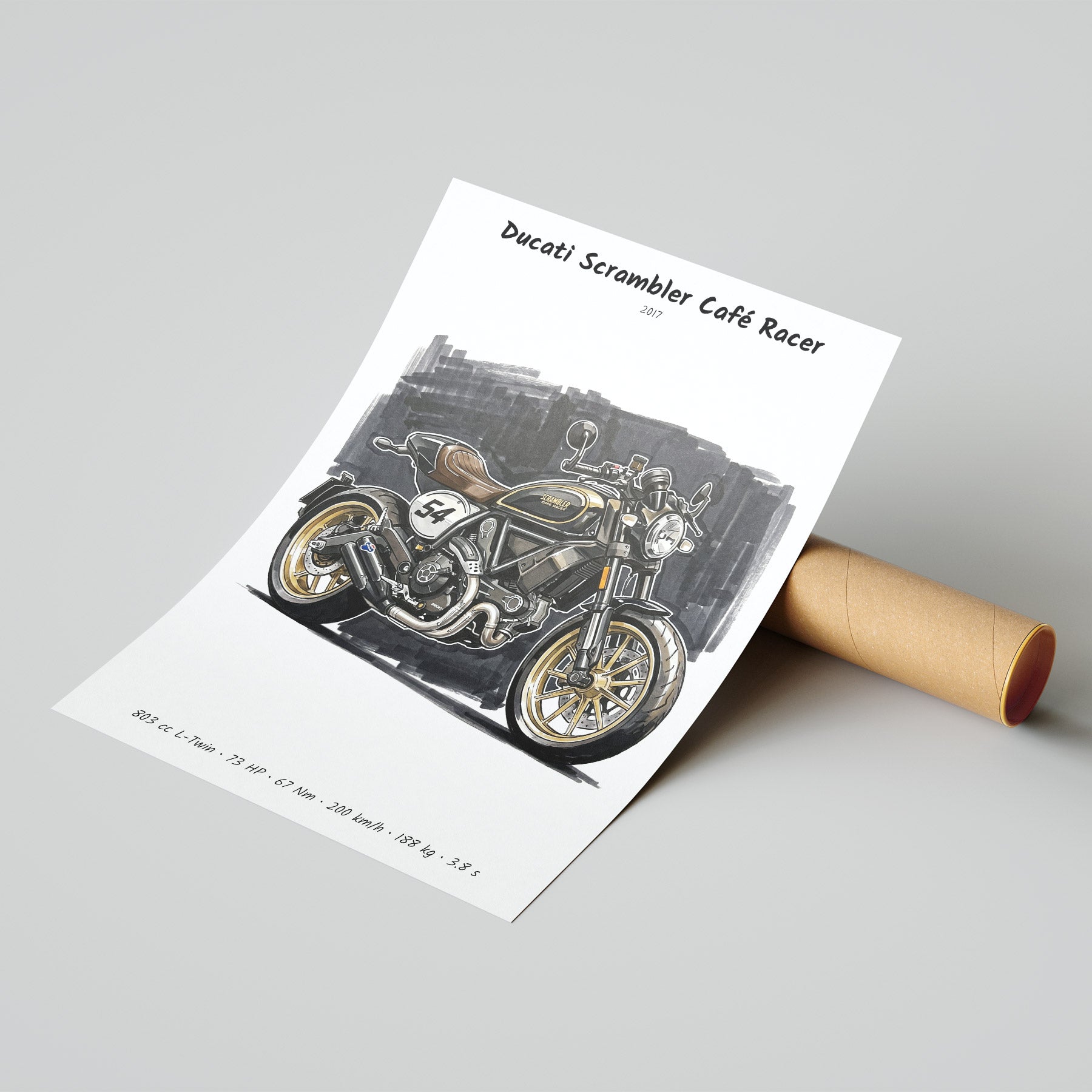 Ducati Scrambler Cafe Racer Motorcycle Poster