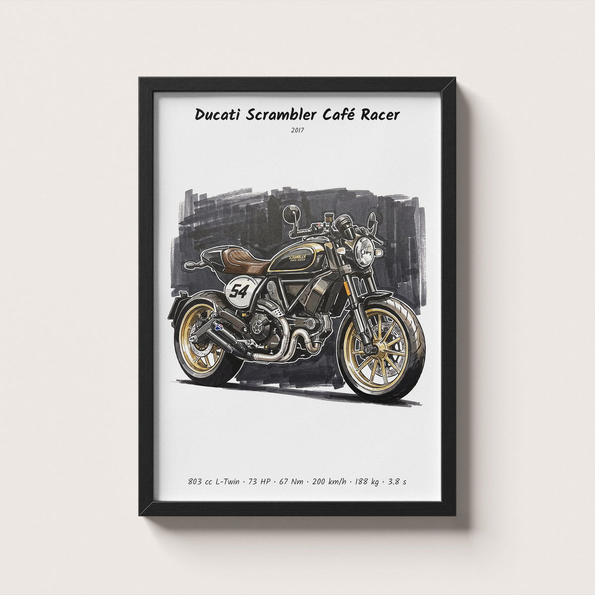 Ducati Scrambler Cafe Racer Motorcycle Art Print