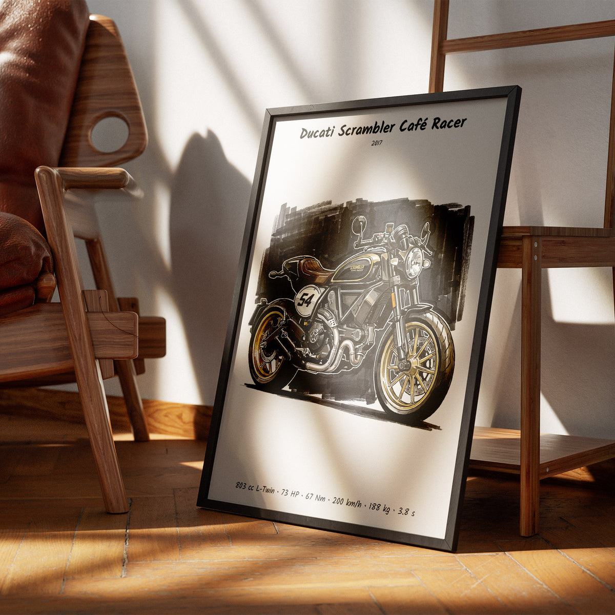 Ducati Scrambler Cafe Racer Motorcycle Art Print
