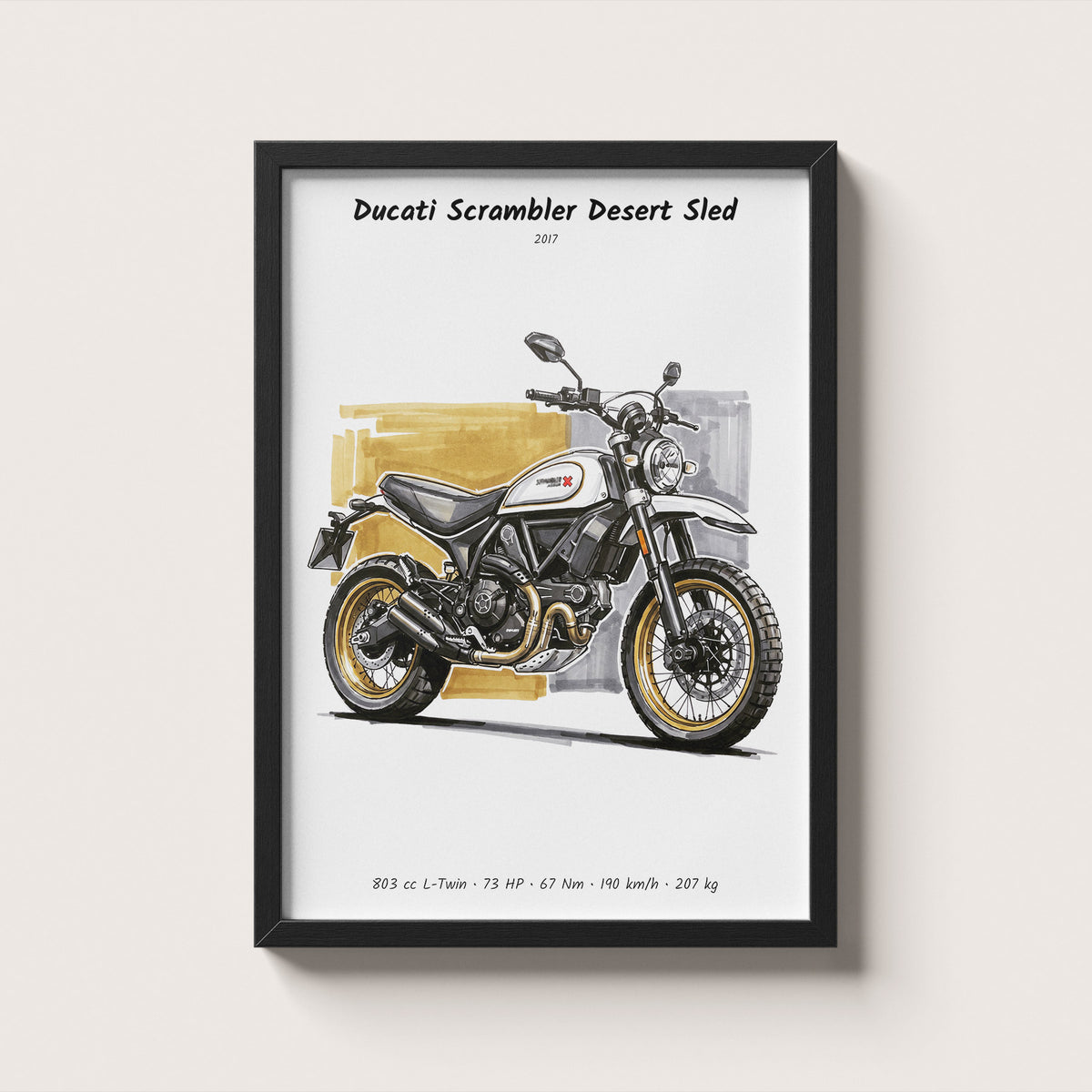 Ducati Scrambler Desert Sled Minimalist Wall Art