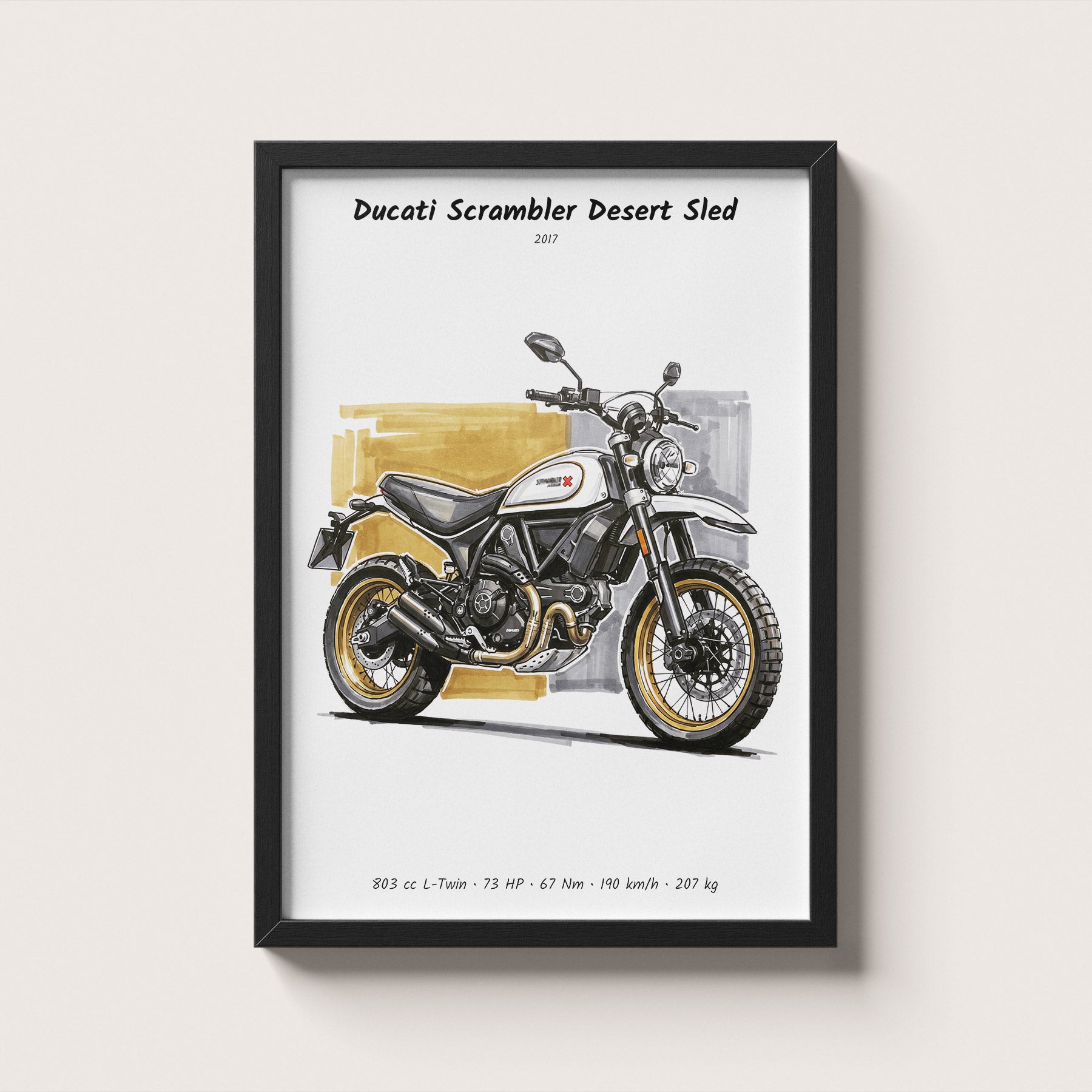 Ducati Scrambler Desert Sled Minimalist Wall Art