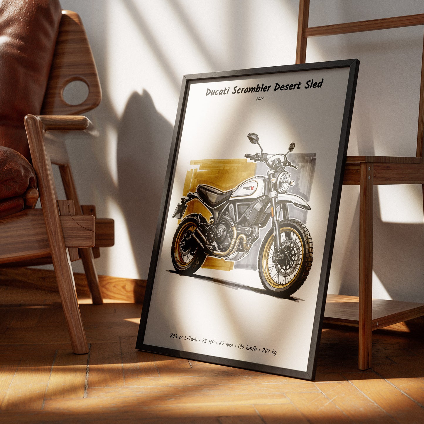Ducati Scrambler Desert Sled Minimalist Art Print