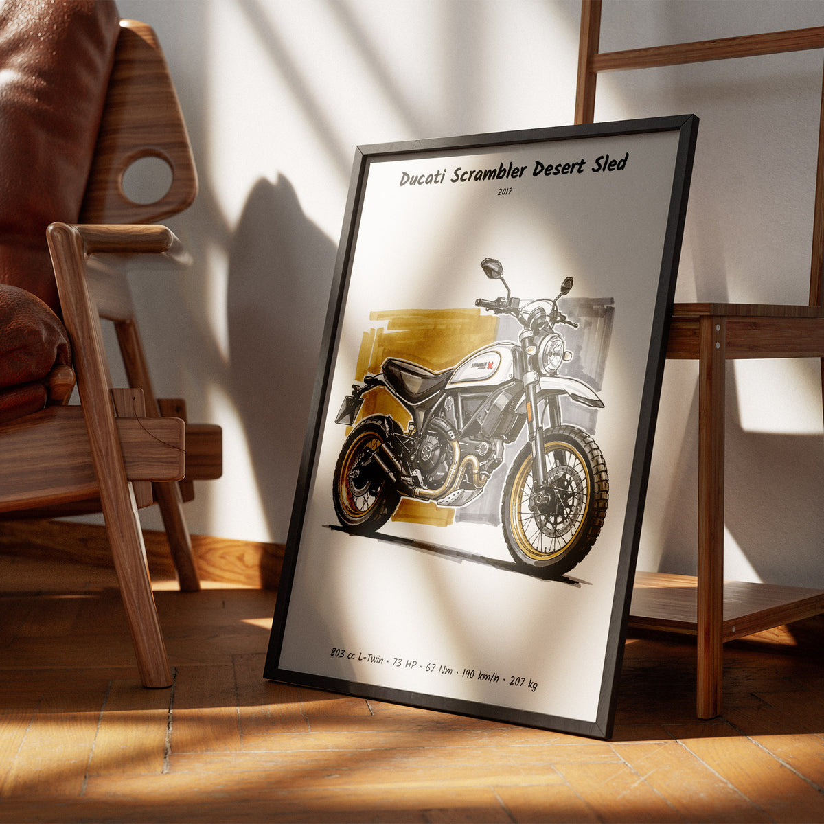 Ducati Scrambler Desert Sled Minimalist Art Print