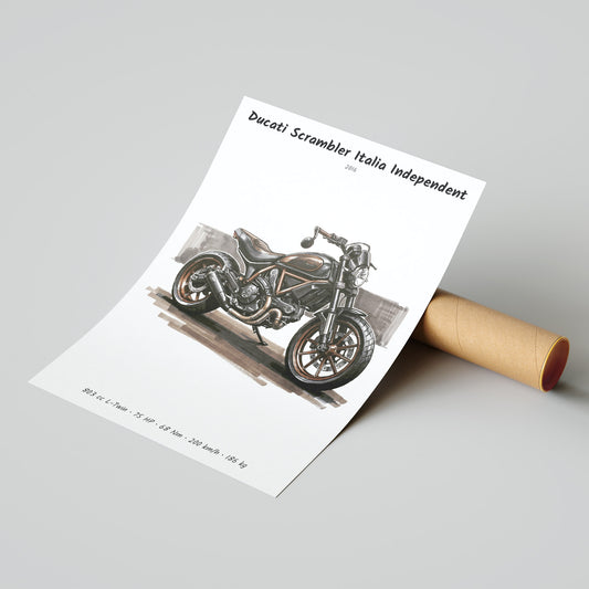 Ducati Scrambler Italia Independent Minimalist Motorcycle Poster