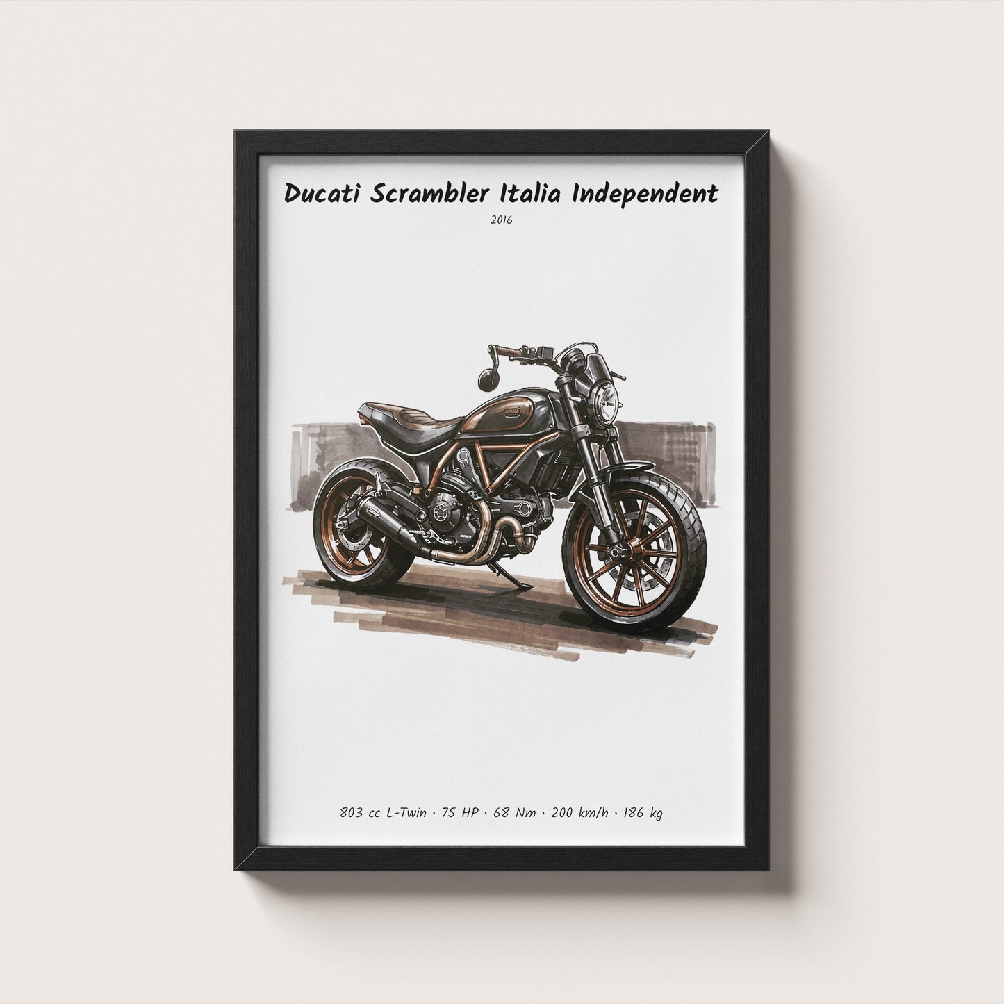 Ducati Scrambler Italia Independent Minimalist Motorcycle Wall Art