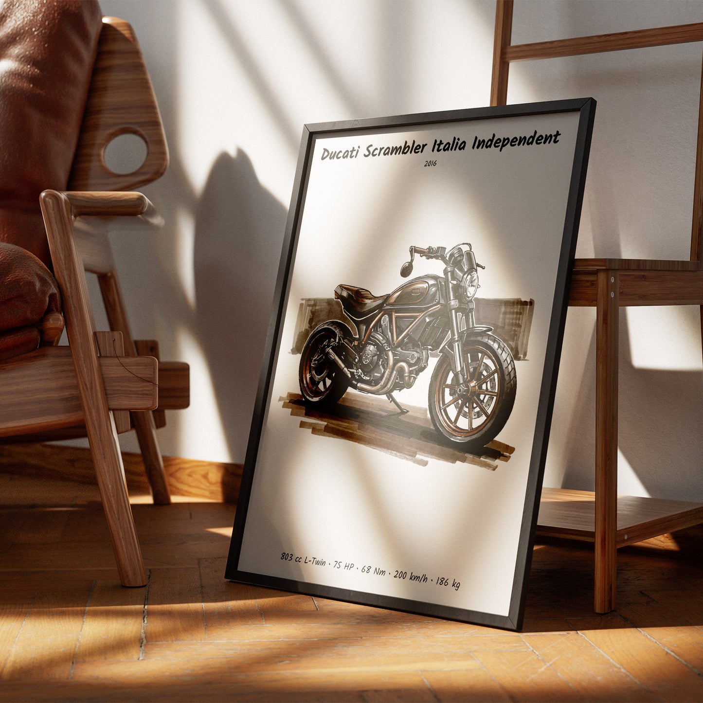 Ducati Scrambler Italia Independent Minimalist Motorcycle Wall Art