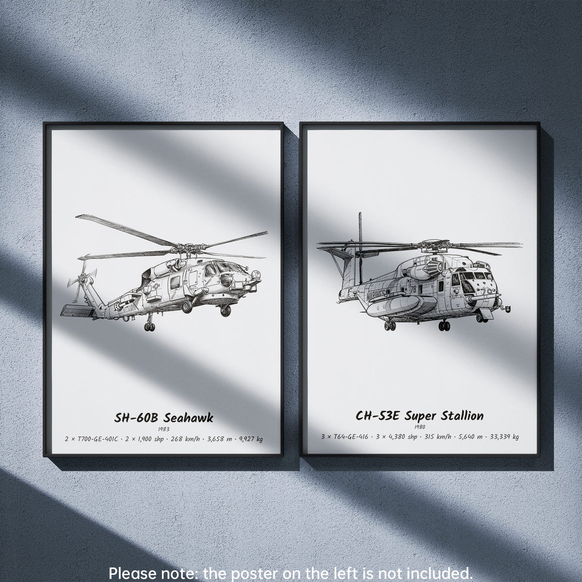 CH-53E Super Stallion Wall Art Paired with SH-60B Seahawk