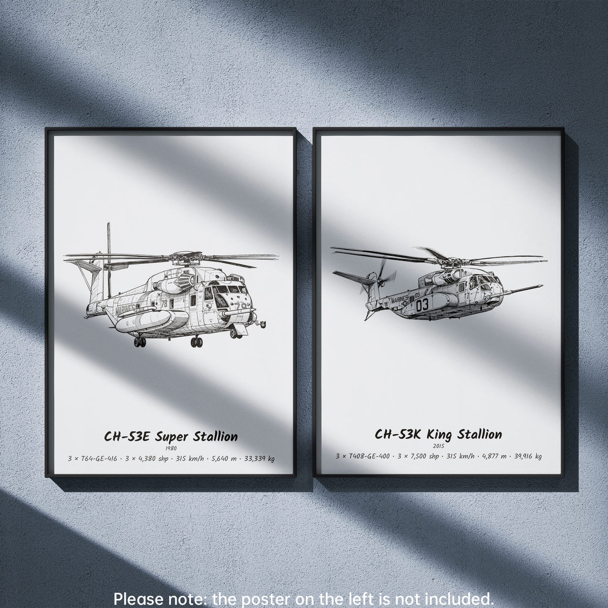 CH-53K King Stallion Wall Art Paired with CH-53E Super Stallion