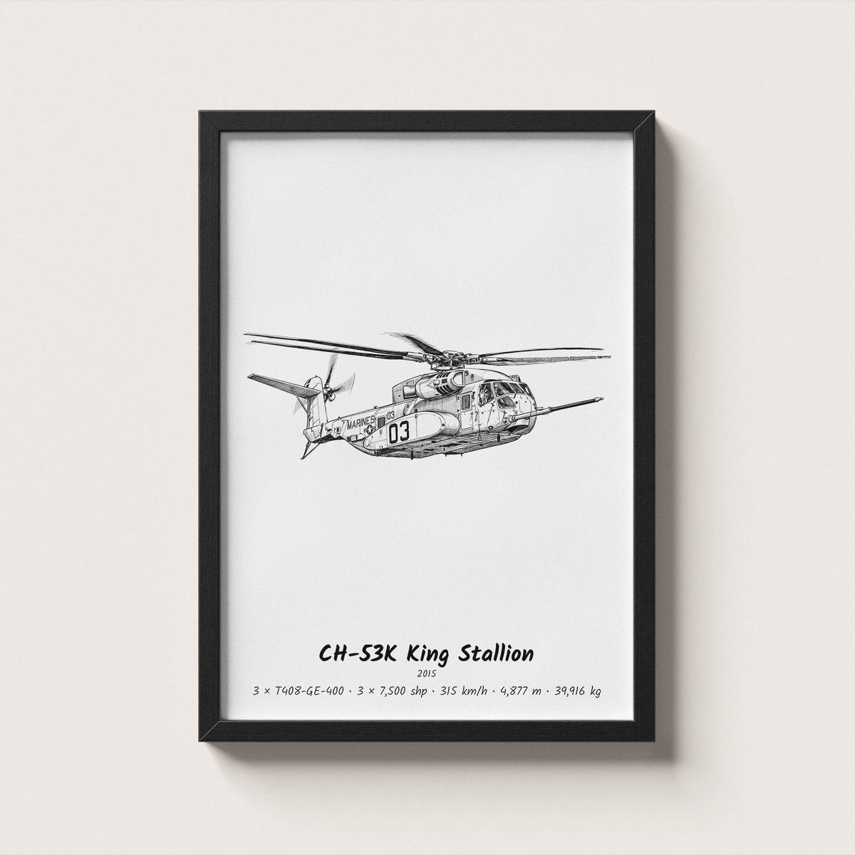 Sikorsky CH-53K King Stallion Helicopter Wall Art