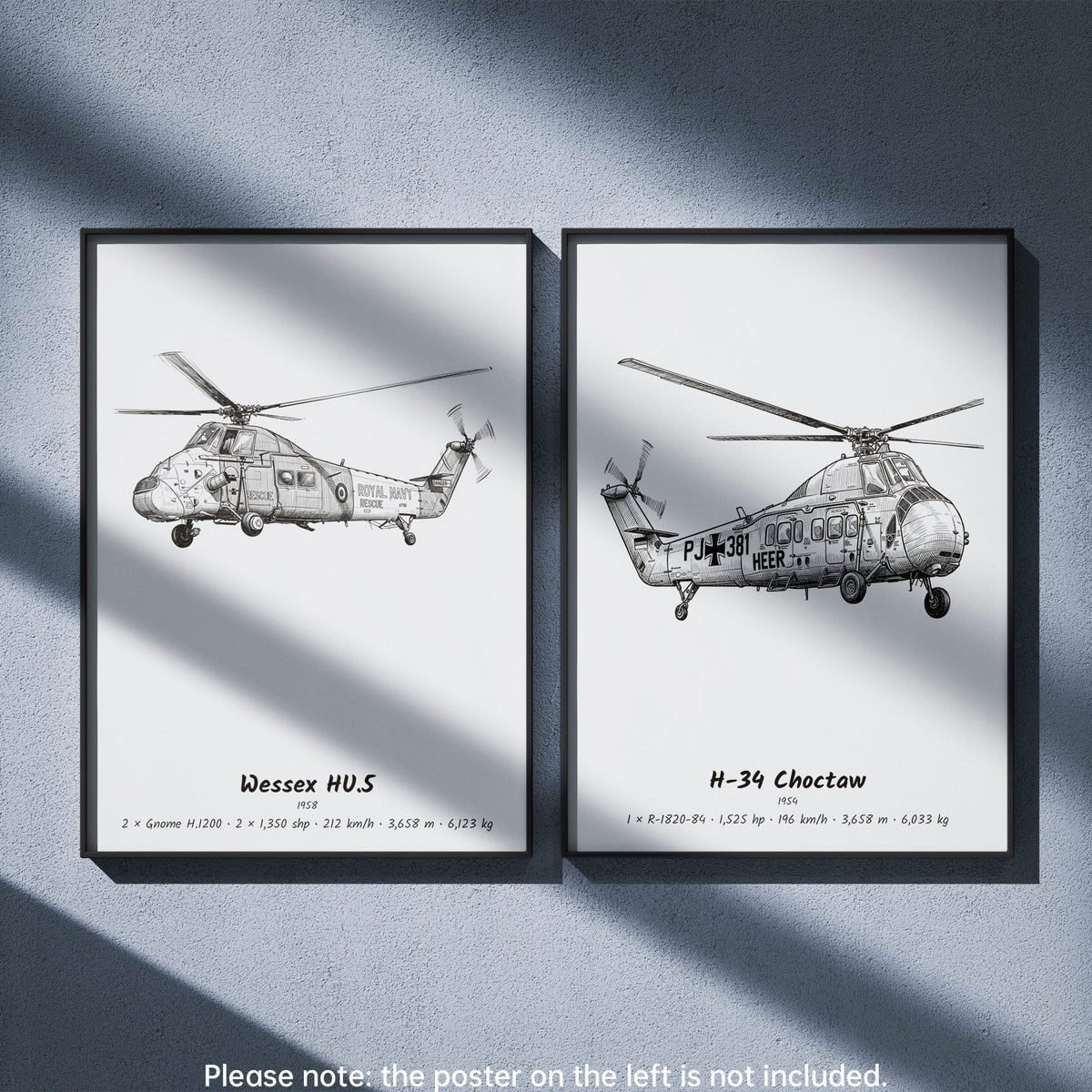 Sikorsky H-34 Choctaw Wall Art Paired with Westland Wessex HU.5