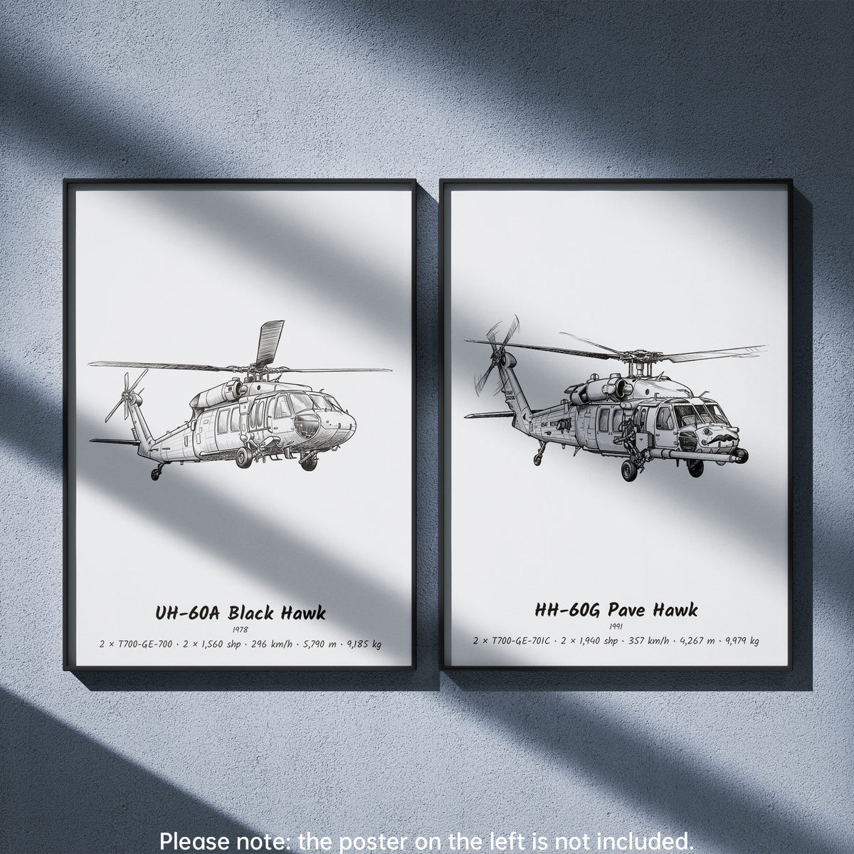 HH-60G Pave Hawk Wall Art Paired with UH-60A Black Hawk