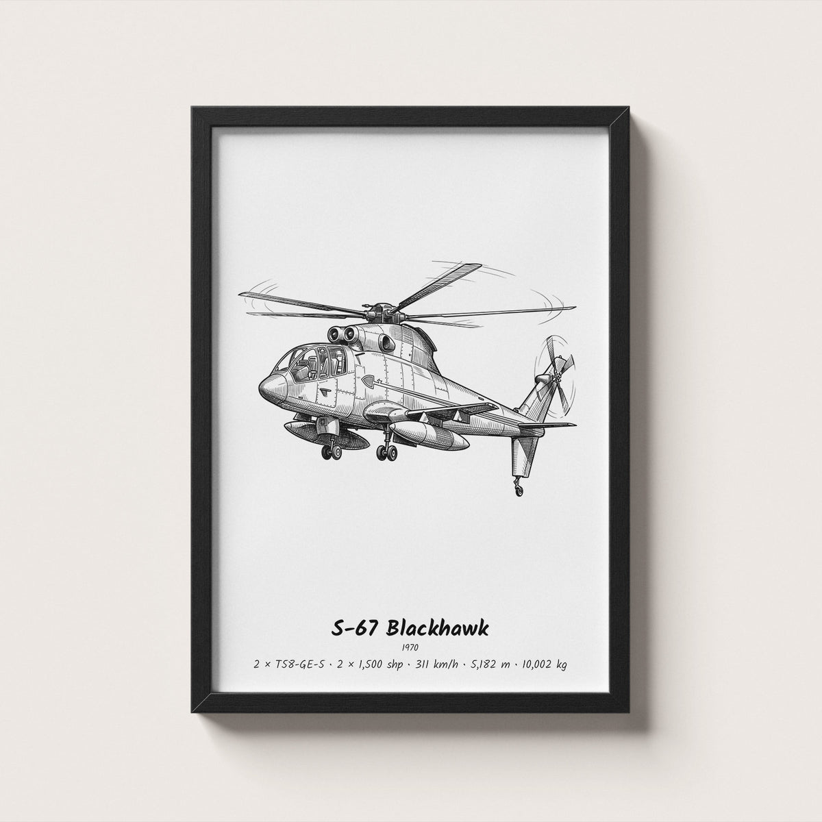 Sikorsky S-67 Blackhawk Helicopter Wall Art